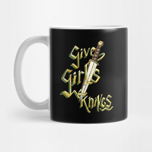 Give Girls Knives! gold & dagger. Mug